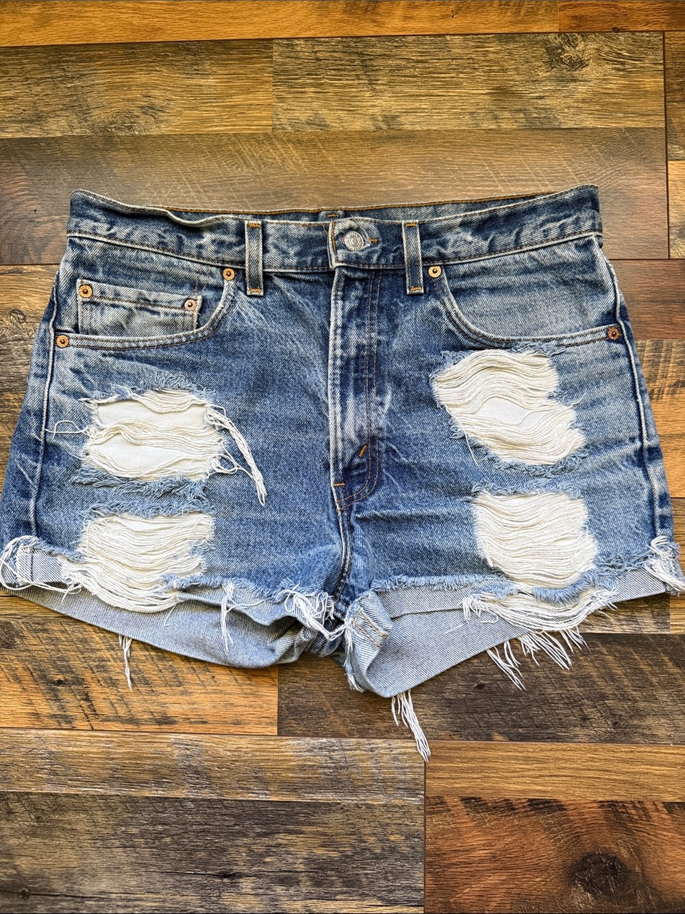 Levi’s Distressed Blue Denim Women’s Shorts